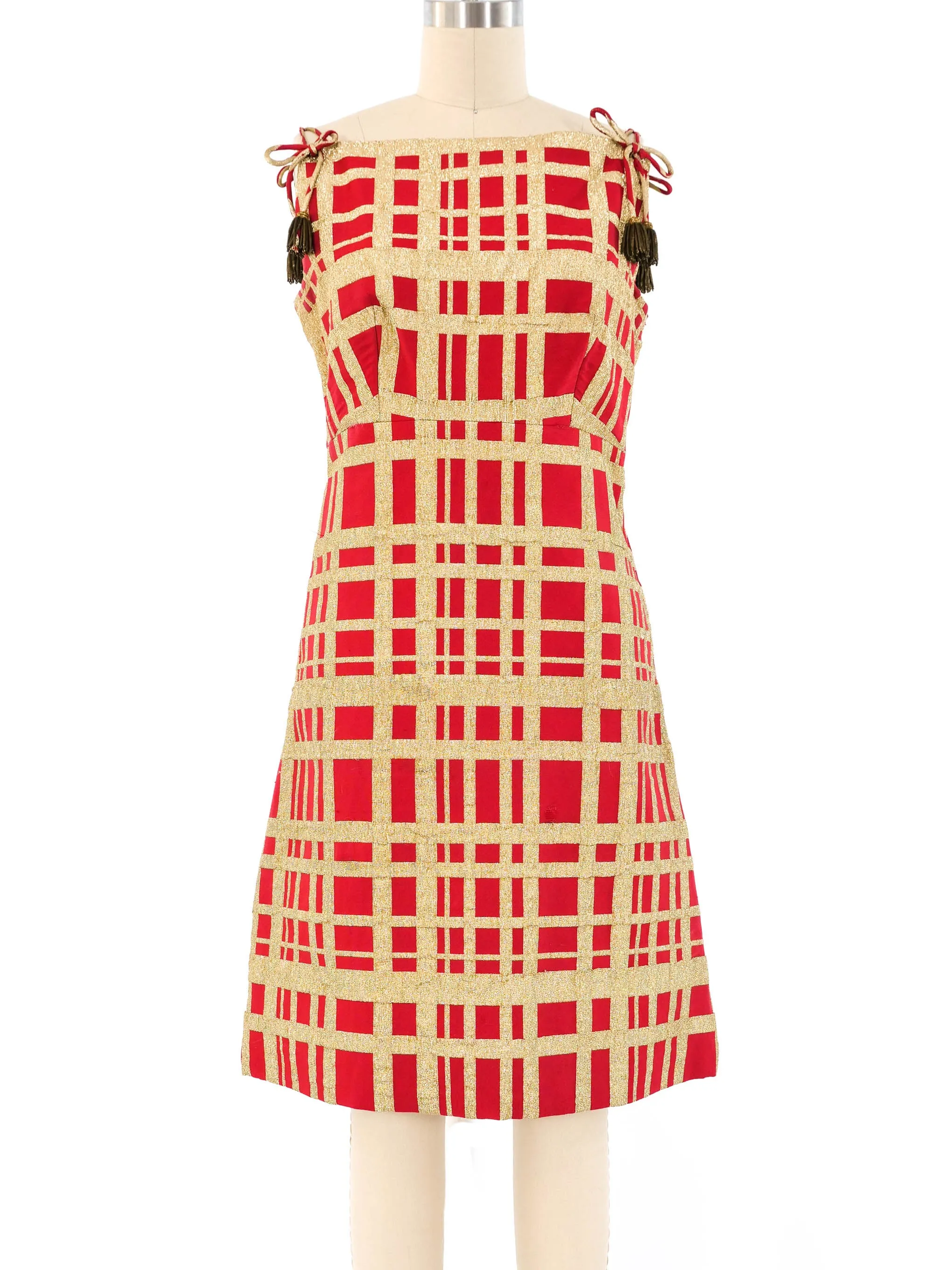 1960's Metallic Windowpane Shift Dress
