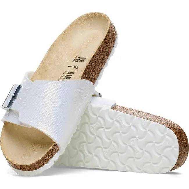 Birkenstock Women's Catalina Shiny Lizard White Narrow Sandal