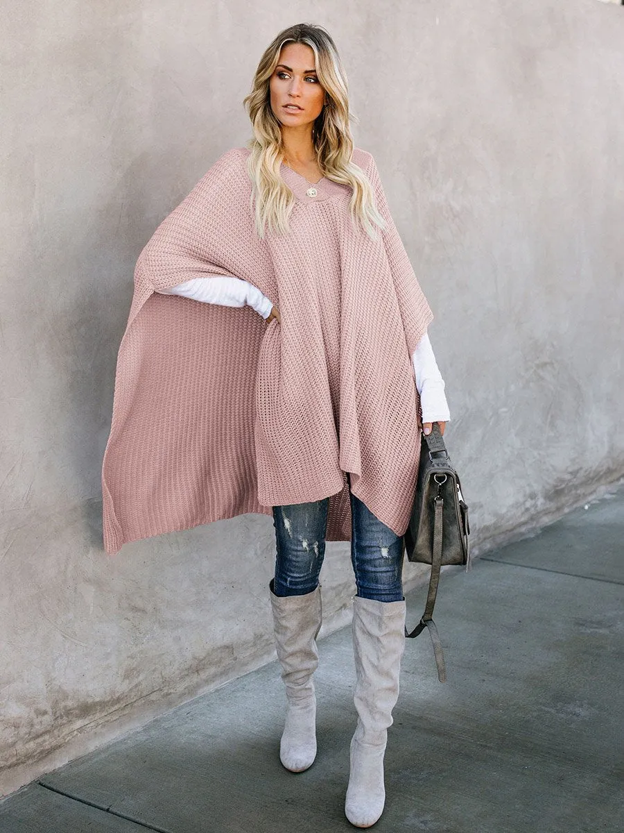 Chle Cape Tricoté et Col en V
