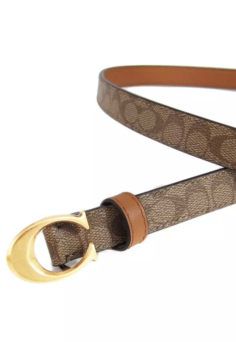 Coach Coach Signature Buckle Belt - 25MM - Brown (Gold)