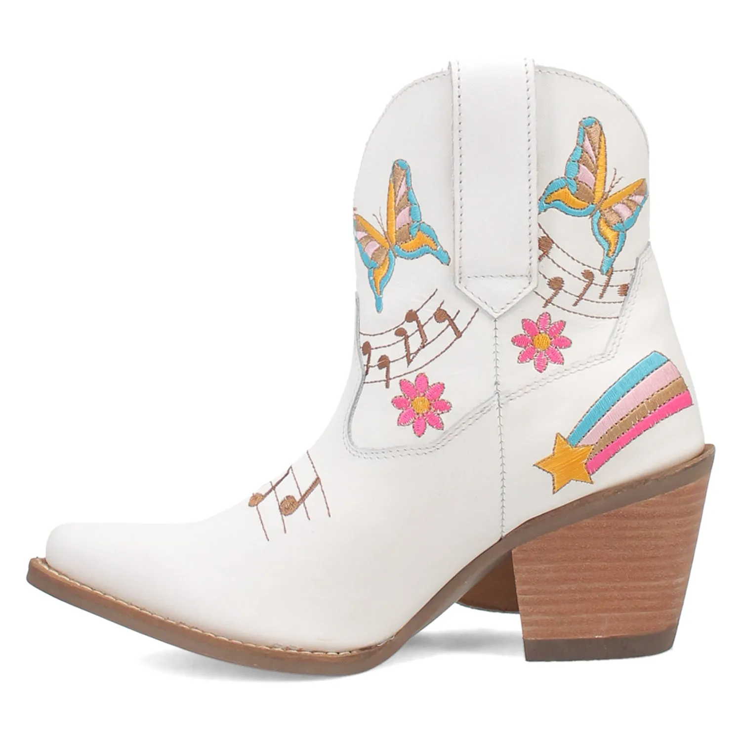 Dingo Womens Melodyie White Leather Cowboy Boots
