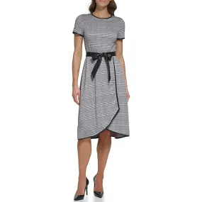 DKNY Plaid Midi with Leather Belt Women's