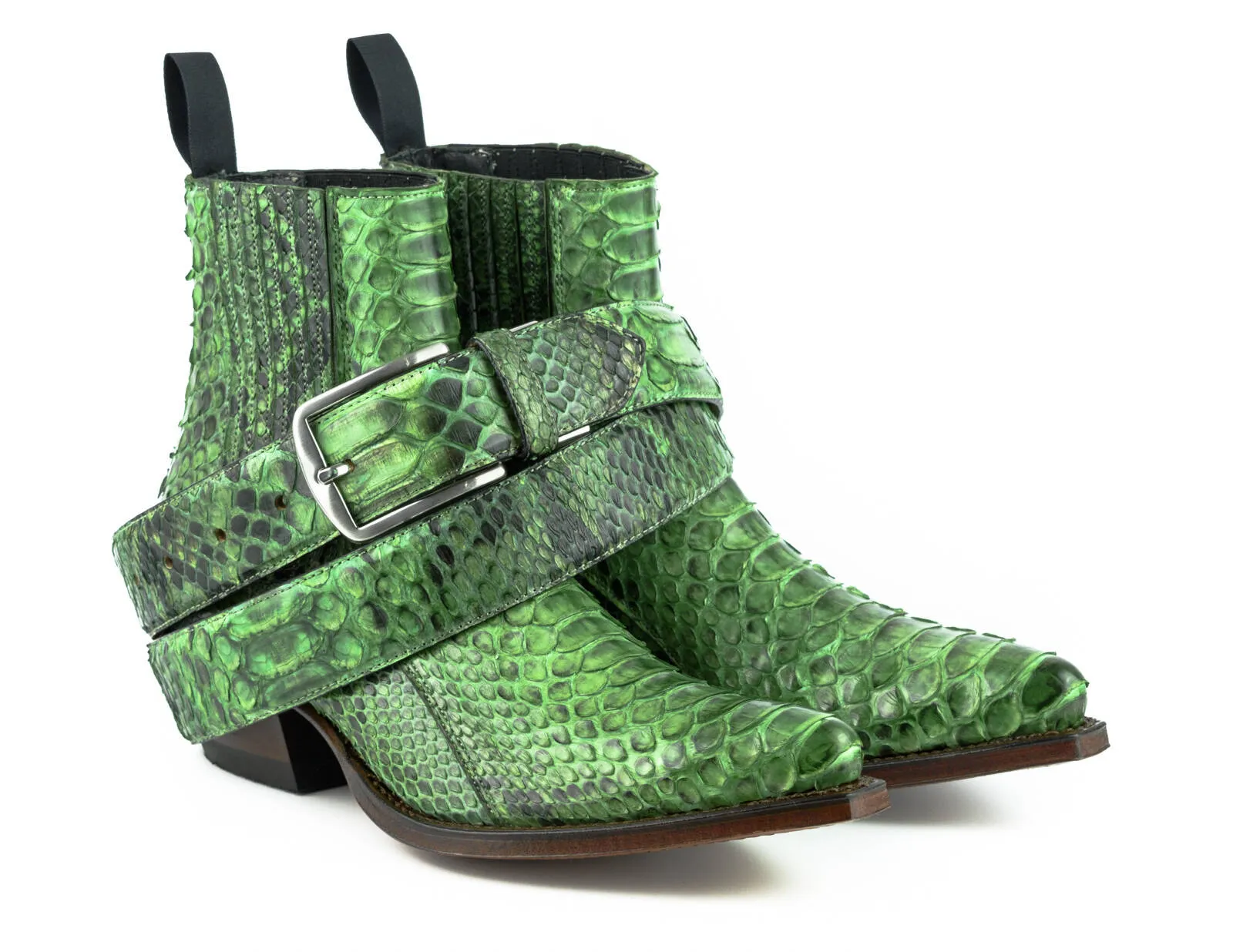 Exotic natural python leather belt verde 810/35