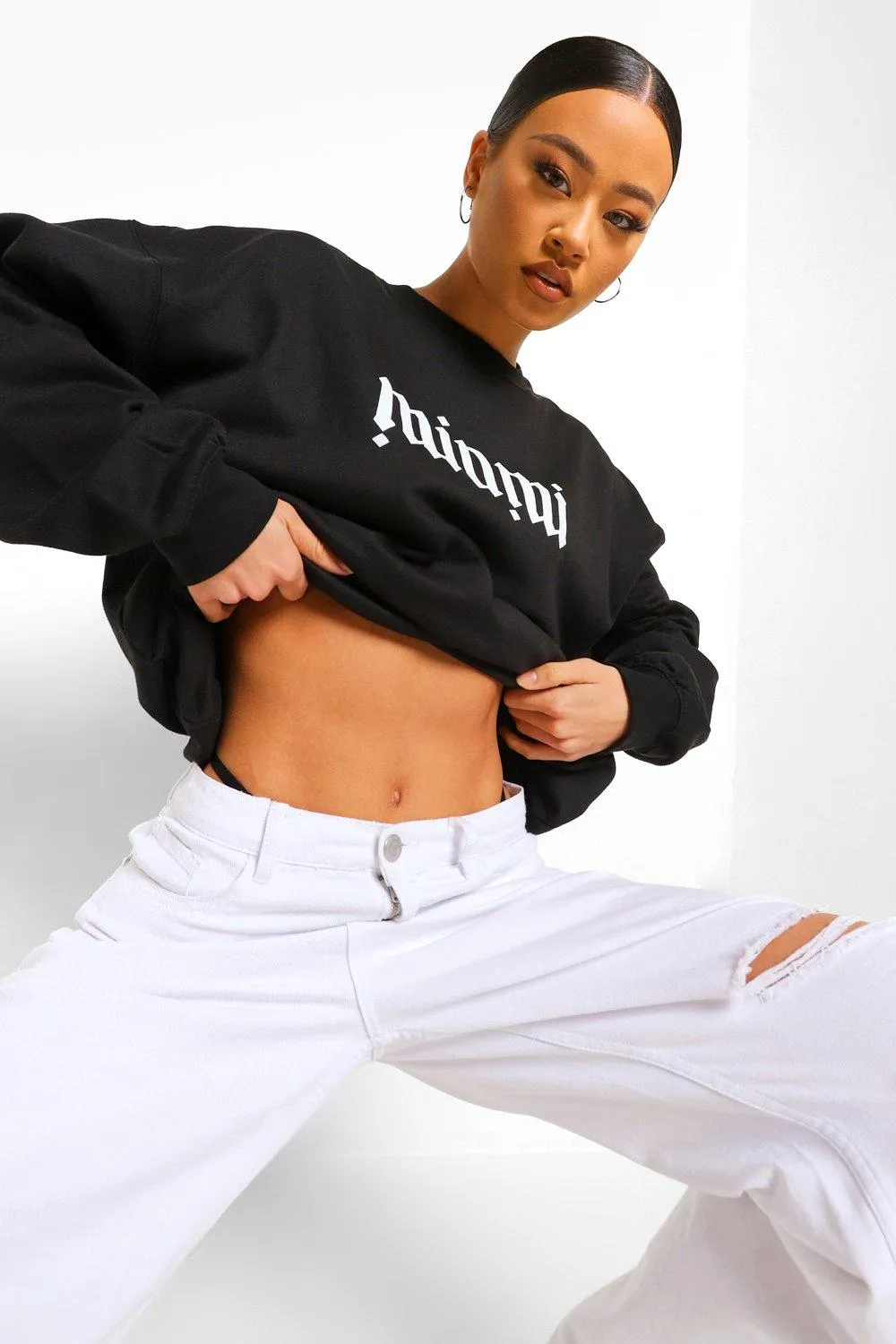 Gothic Print Slogan Sweatshirt