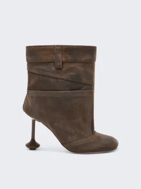 Loewe   Toy Panta Ankle Boot Waxed Suede Taupe 