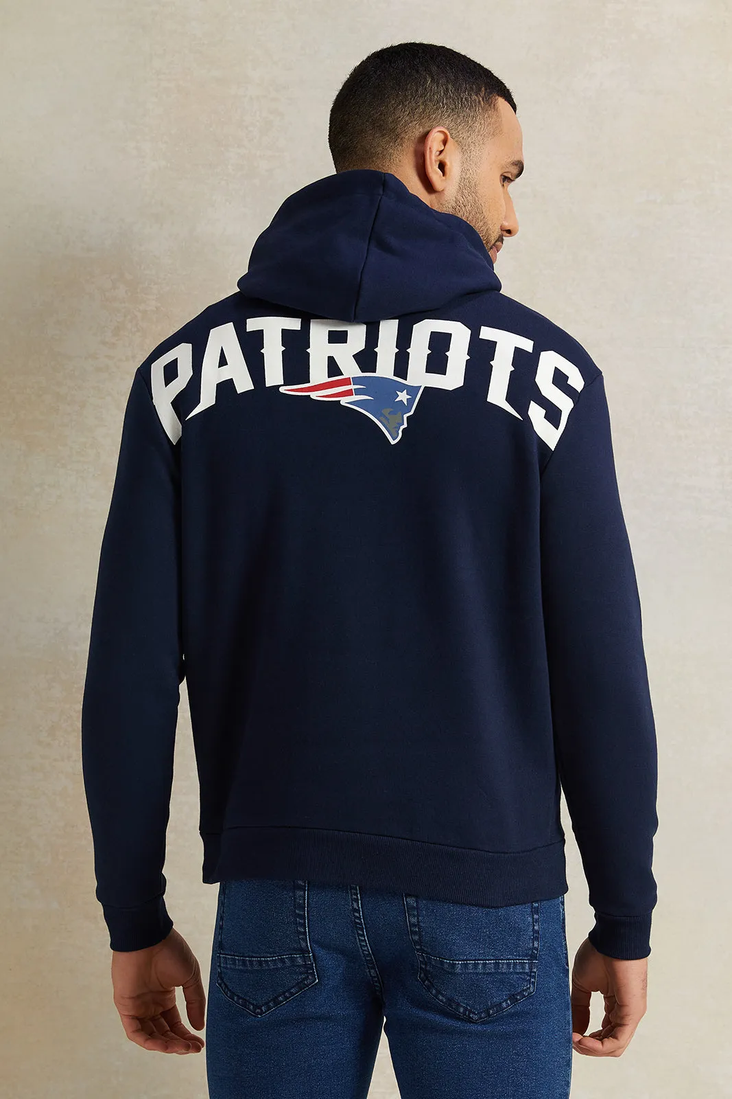 Men Navy Hooded Sweatshirt