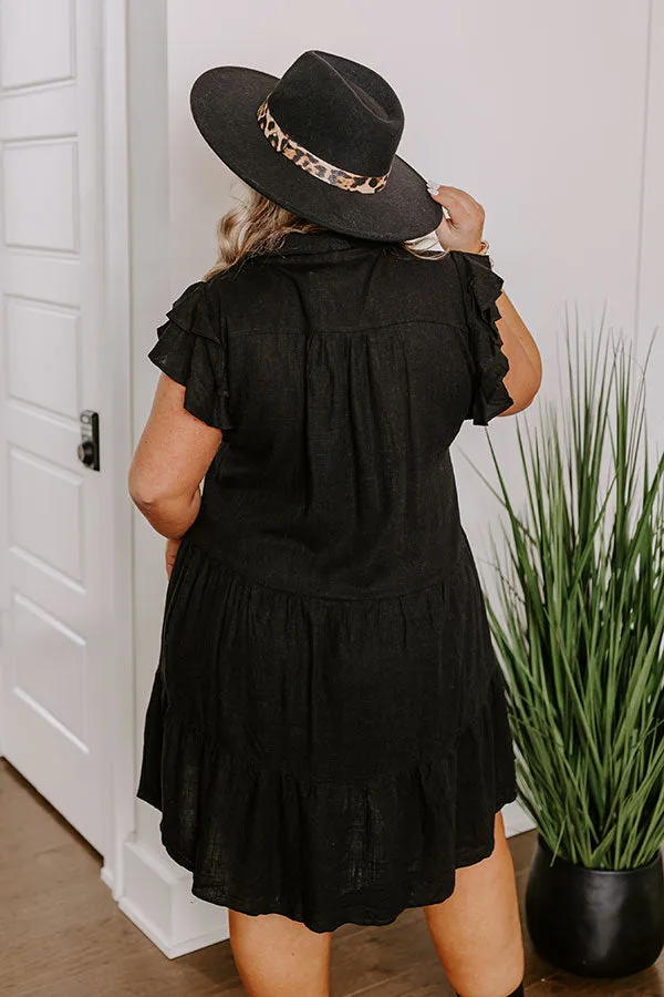 Newsworthy Style Linen-Blend Babydoll Dress In Black Curves