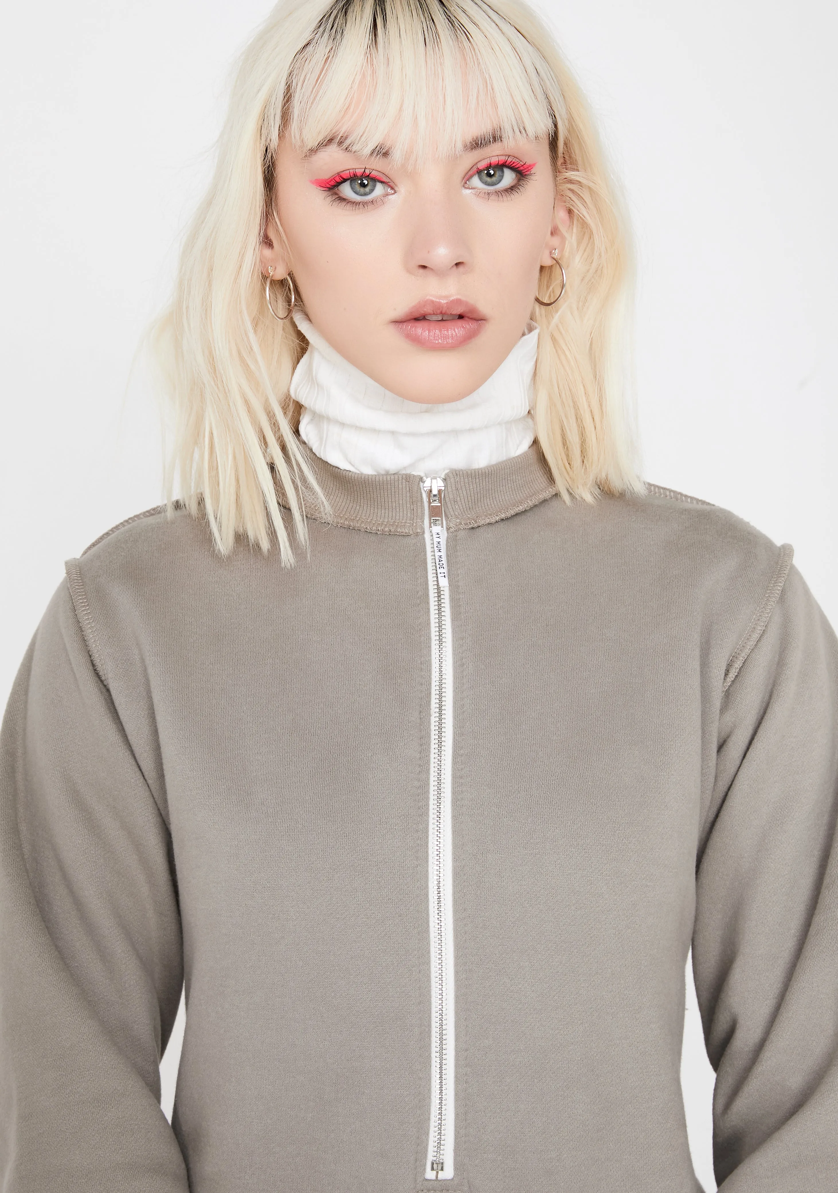 Sweater Zipper Bodysuit-