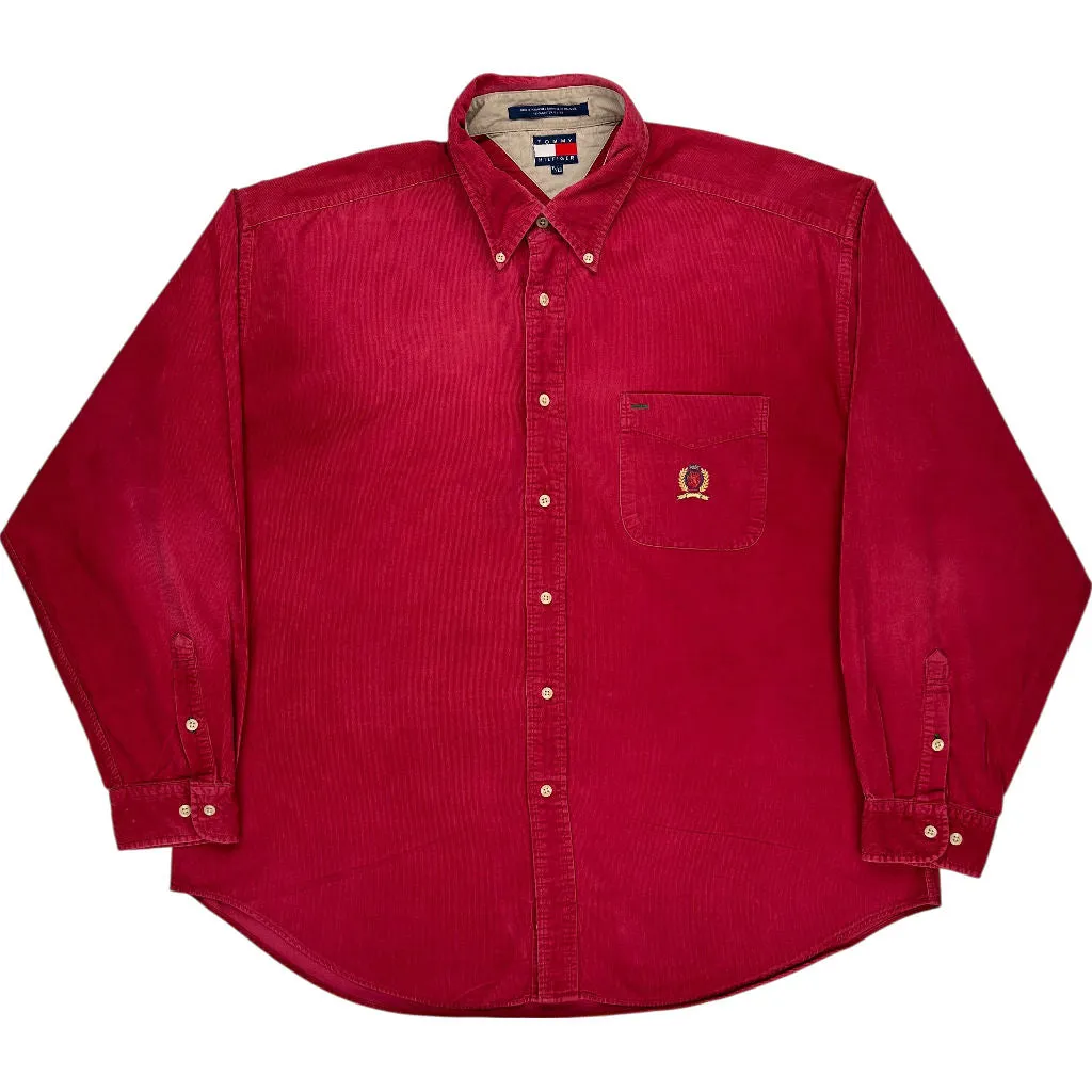 Tommy Hilfiger Red Corduroy Shirt - XL - Red Cotton