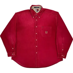 Tommy Hilfiger Red Corduroy Shirt - XL - Red Cotton