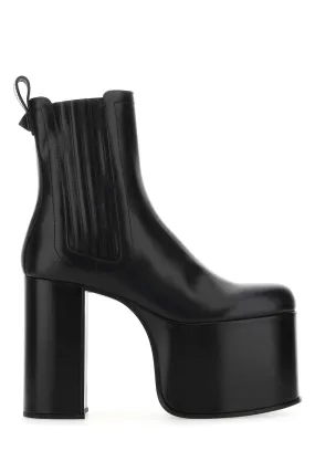 Valentino Garavani Black Leather Club Ankle Boots