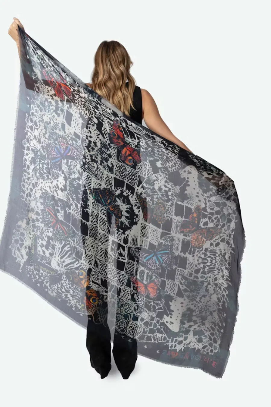 Zadig And Voltaire Kerry Scarf Butterfly Lace Ink